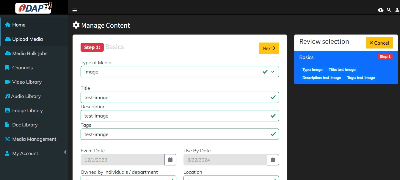Select media type